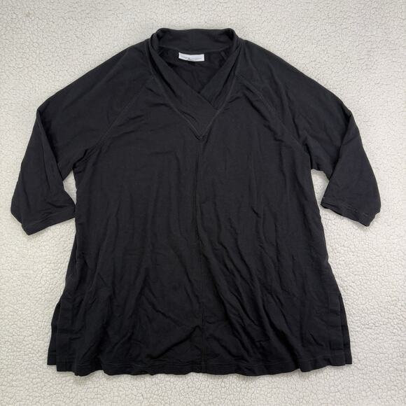J. Jill Pure Jill Affinity French Terry Tunic Top Sz XL Black V Neck 3/4 Sleeve - Picture 1 of 6